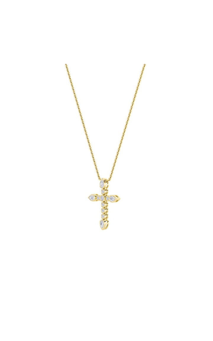 1.5Cttw Pear Shaped Lab Grown Diamond (F/VS) Cross Pendant in 14K Gold