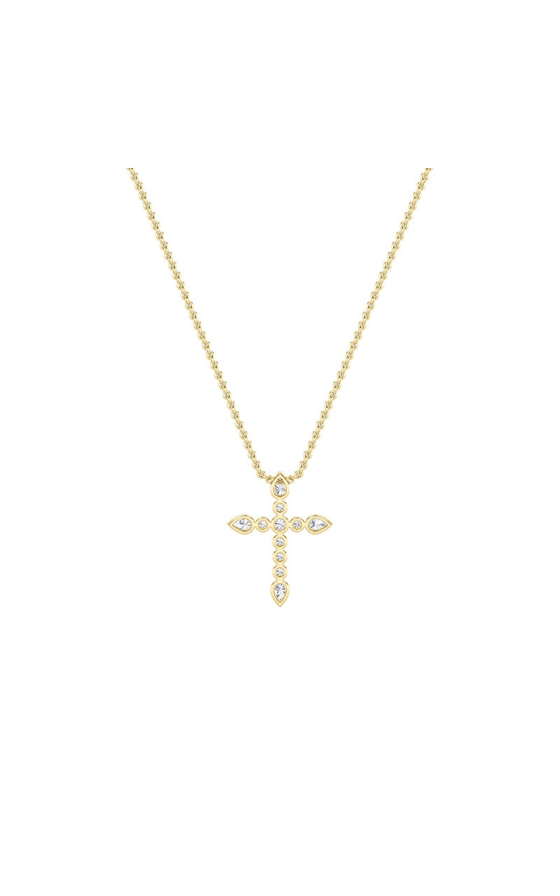 1.5Cttw Pear Shaped Lab Grown Diamond (F/VS) Cross Pendant in 14K Gold