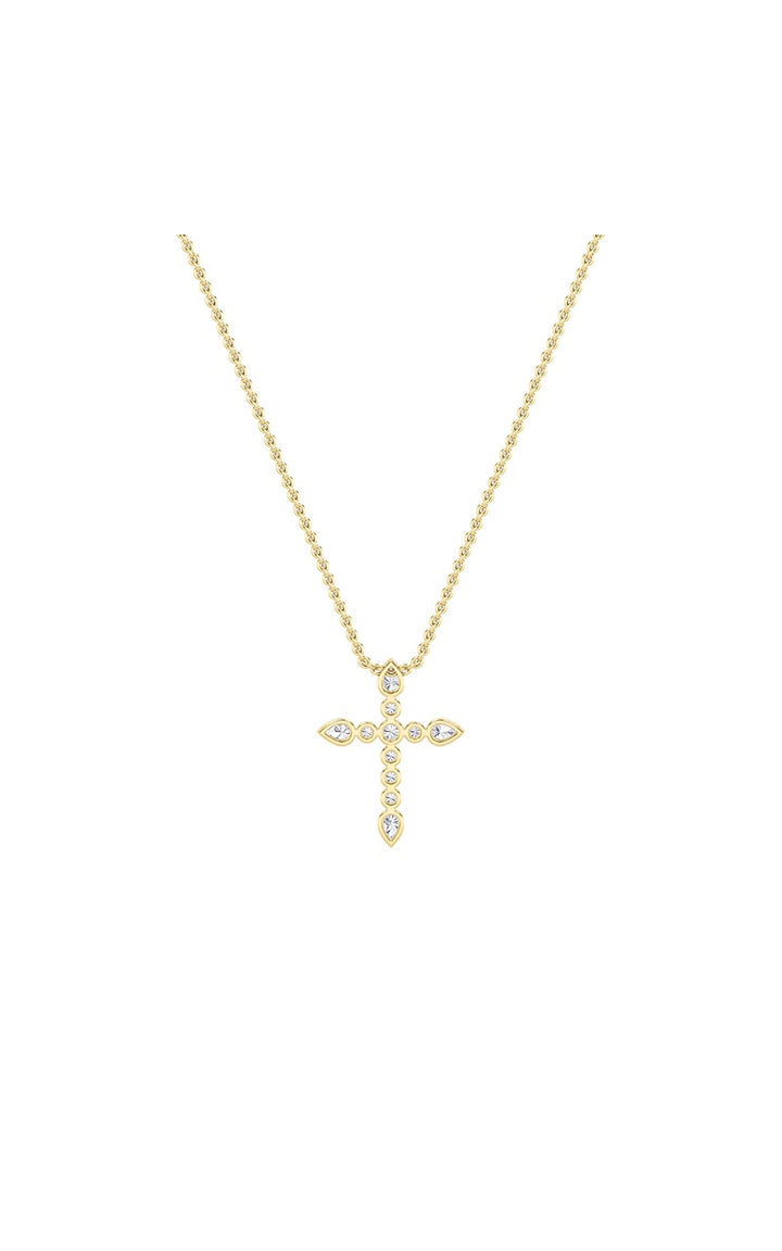 1.5Cttw Pear Shaped Lab Grown Diamond (F/VS) Cross Pendant in 14K Gold