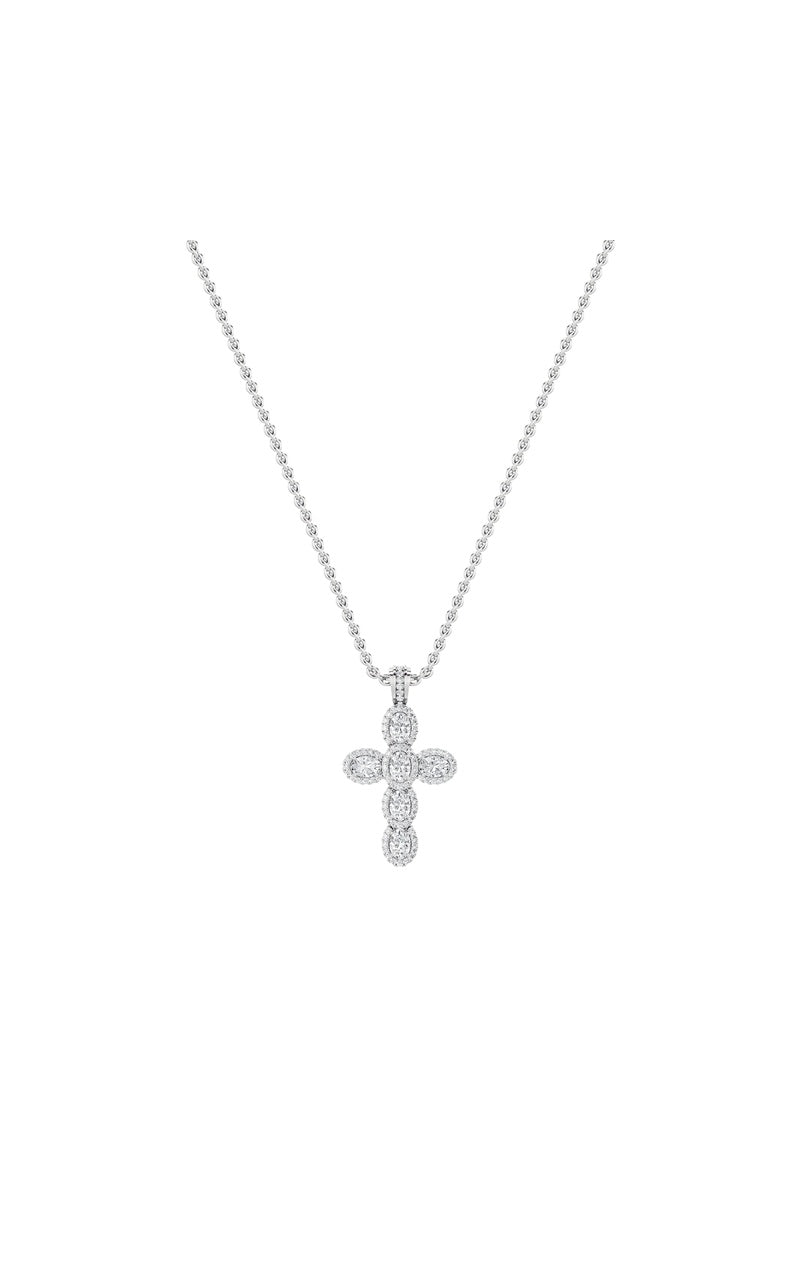 3Cttw Oval Shaped Lab Grown Diamond (F/VS) Cross Pendant in 14K Gold