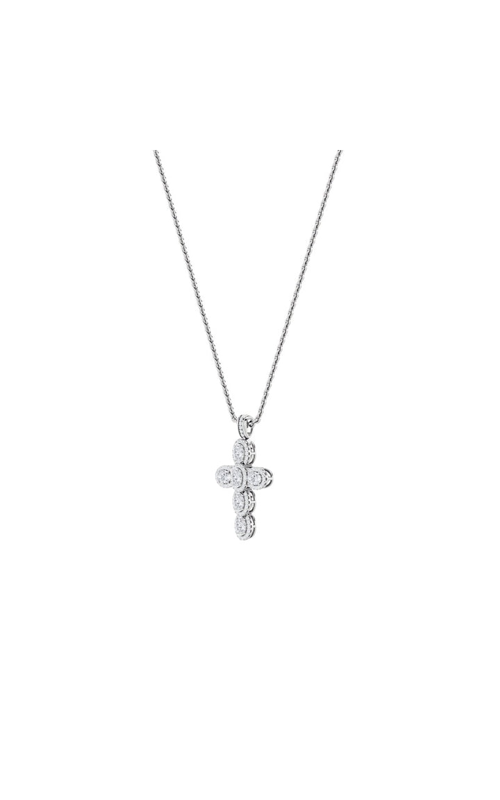 3Cttw Oval Shaped Lab Grown Diamond (F/VS) Cross Pendant in 14K Gold