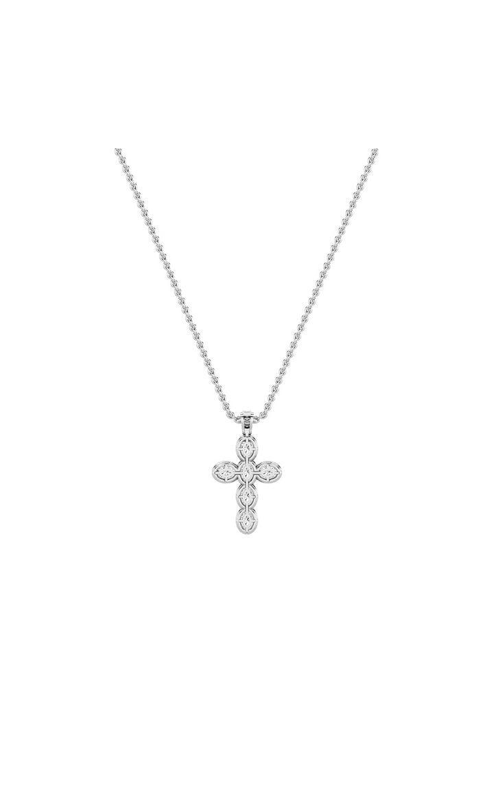 3Cttw Oval Shaped Lab Grown Diamond (F/VS) Cross Pendant in 14K Gold