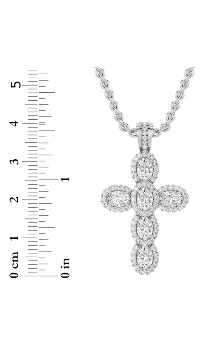 3Cttw Oval Shaped Lab Grown Diamond (F/VS) Cross Pendant in 14K Gold