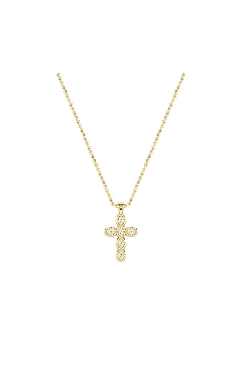 3Cttw Oval Shaped Lab Grown Diamond (F/VS) Cross Pendant in 14K Gold