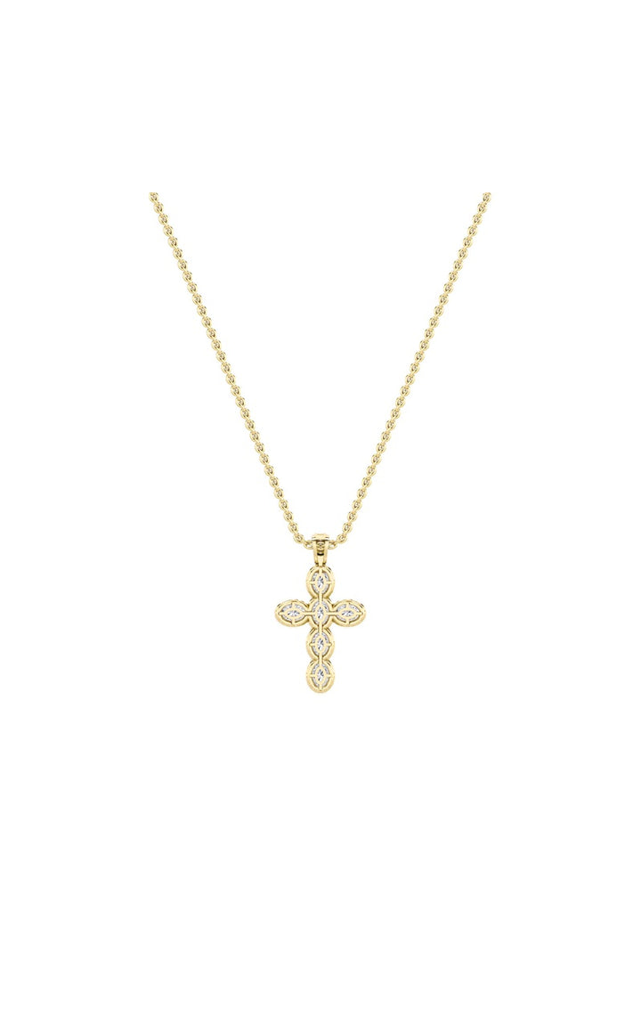 3Cttw Oval Shaped Lab Grown Diamond (F/VS) Cross Pendant in 14K Gold
