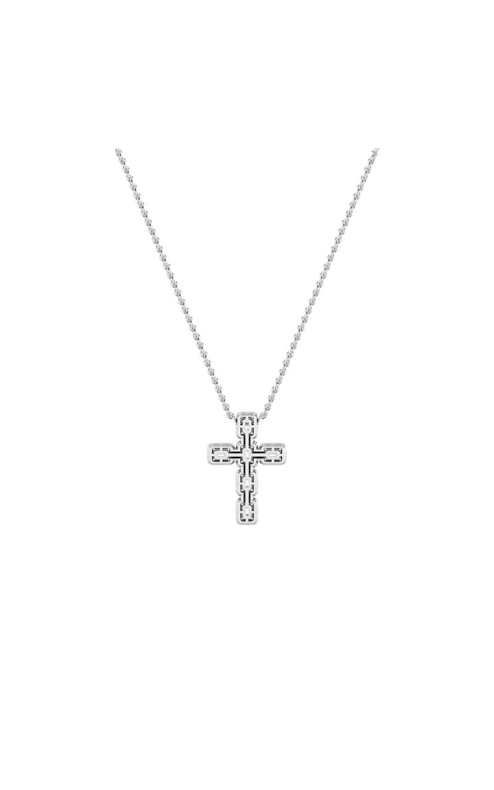 3Cttw Emerald Shaped Lab Grown Diamond (F/VS) Cross Pendant in 14K Gold
