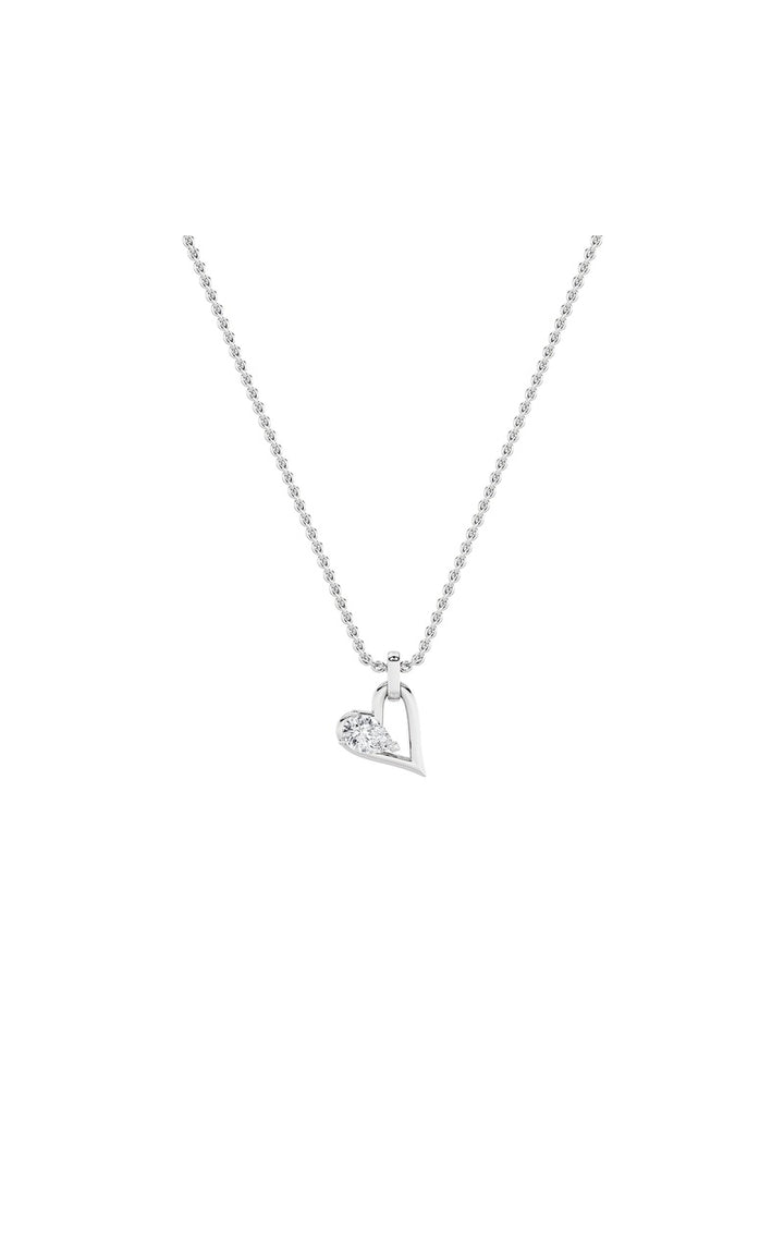 1Cttw Pear Shaped Lab Grown Diamond (F/VS) Heart Shaped Dangle Pendant in 14K Gold