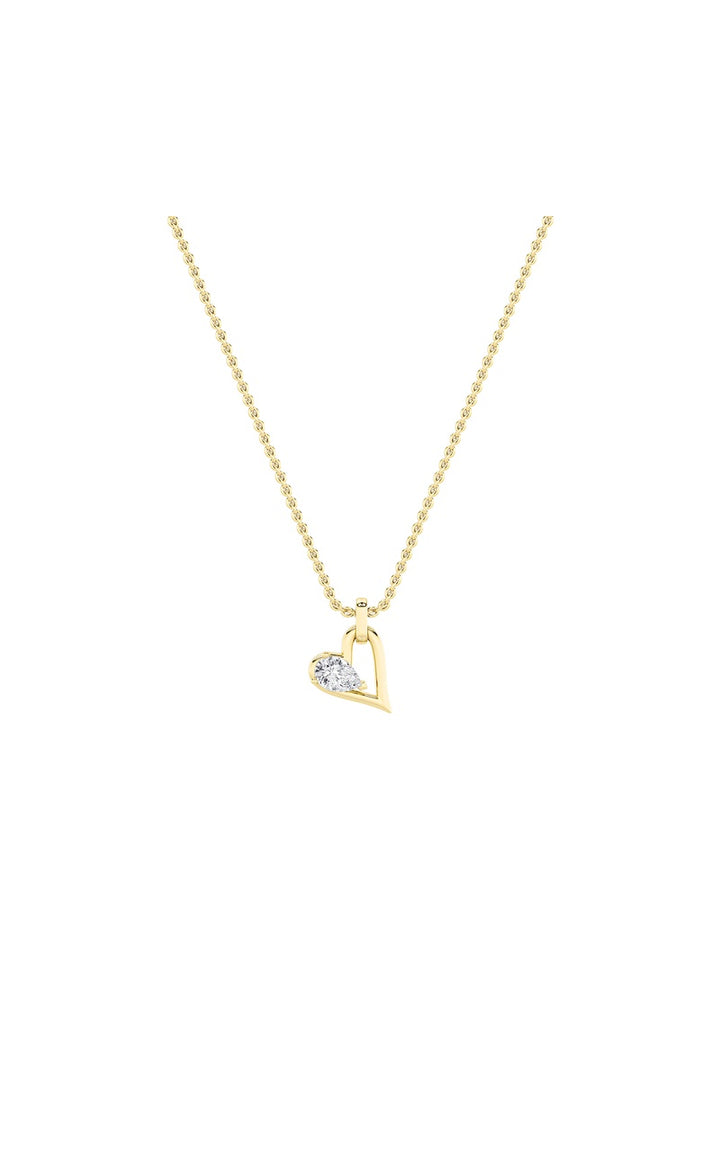 1Cttw Pear Shaped Lab Grown Diamond (F/VS) Heart Shaped Dangle Pendant in 14K Gold