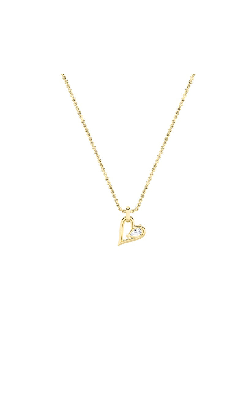1Cttw Pear Shaped Lab Grown Diamond (F/VS) Heart Shaped Dangle Pendant in 14K Gold