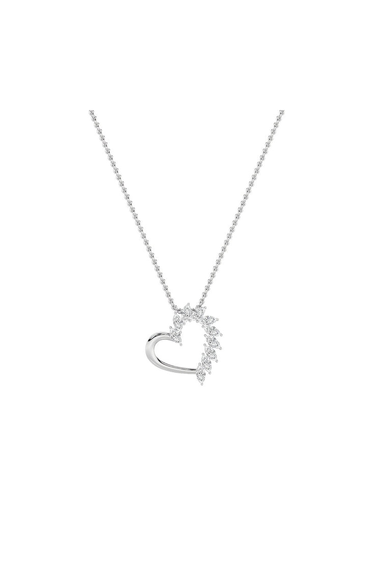 2Cttw Marquise Shaped Lab Grown Diamond (F/VS) Heart Shaped Pendant in 14K Gold