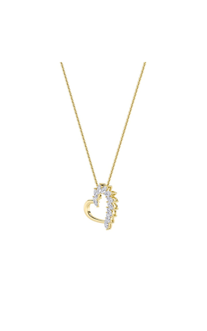 2Cttw Marquise Shaped Lab Grown Diamond (F/VS) Heart Shaped Pendant in 14K Gold