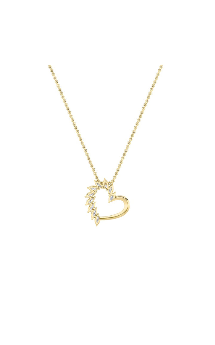 2Cttw Marquise Shaped Lab Grown Diamond (F/VS) Heart Shaped Pendant in 14K Gold