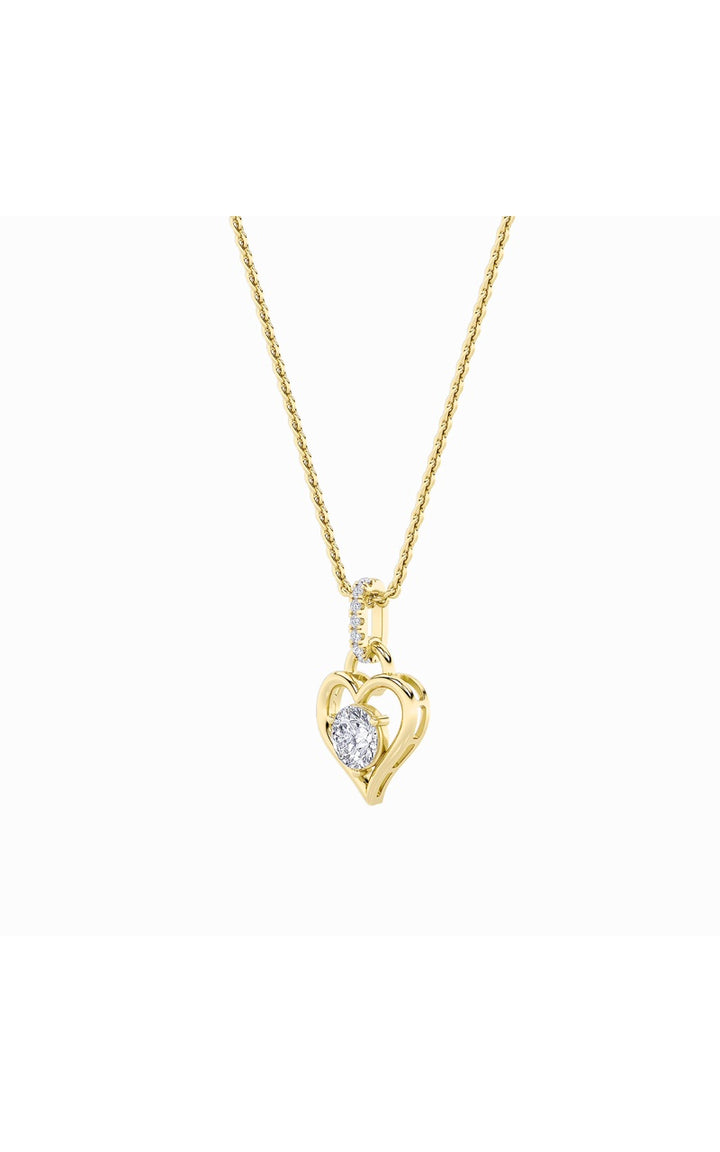 1.5Cttw Round Shaped Lab Grown Diamond (F/VS) Heart Shaped Pendant in 14K Gold