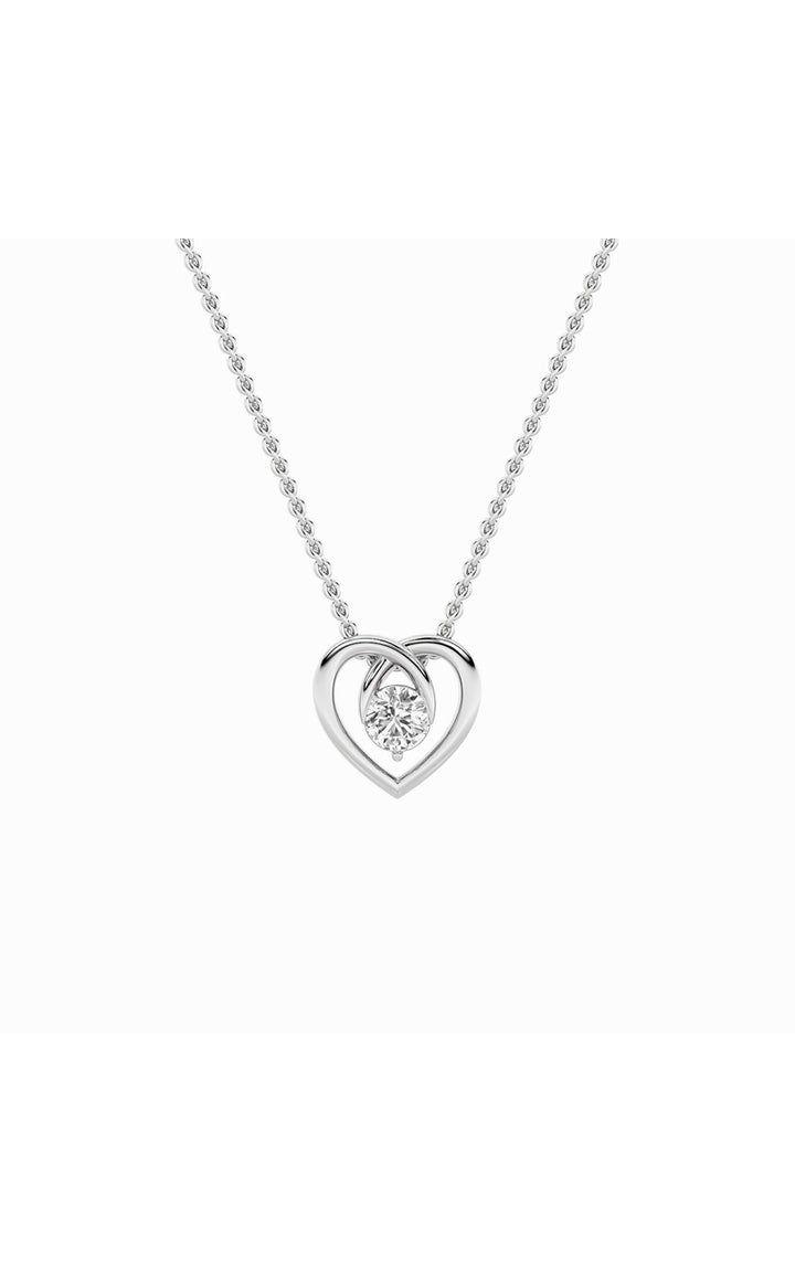 1Cttw Round Shaped Lab Grown Diamond (F/VS) Heart Shaped Pendant in 14K Gold