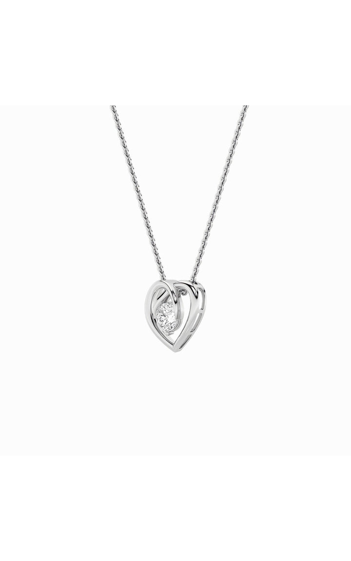 1Cttw Round Shaped Lab Grown Diamond (F/VS) Heart Shaped Pendant in 14K Gold