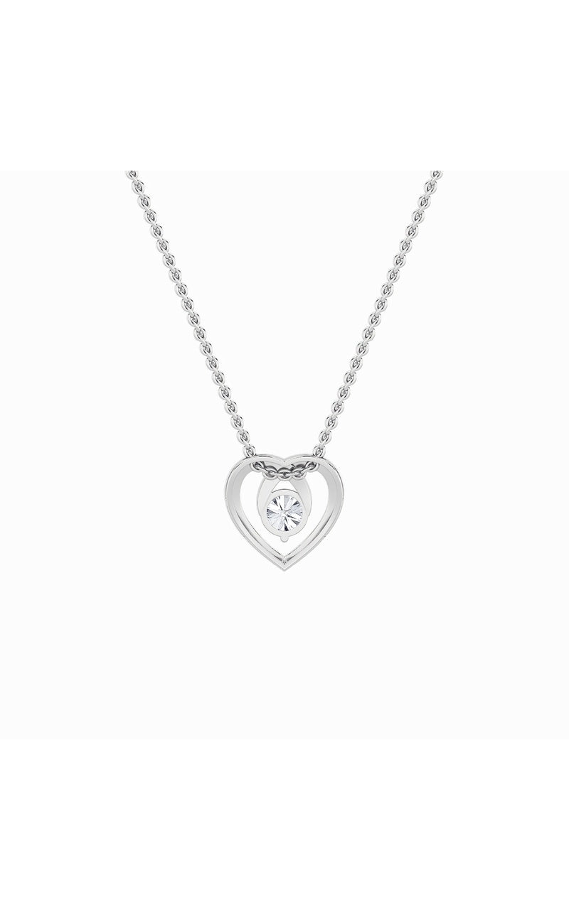 1Cttw Round Shaped Lab Grown Diamond (F/VS) Heart Shaped Pendant in 14K Gold