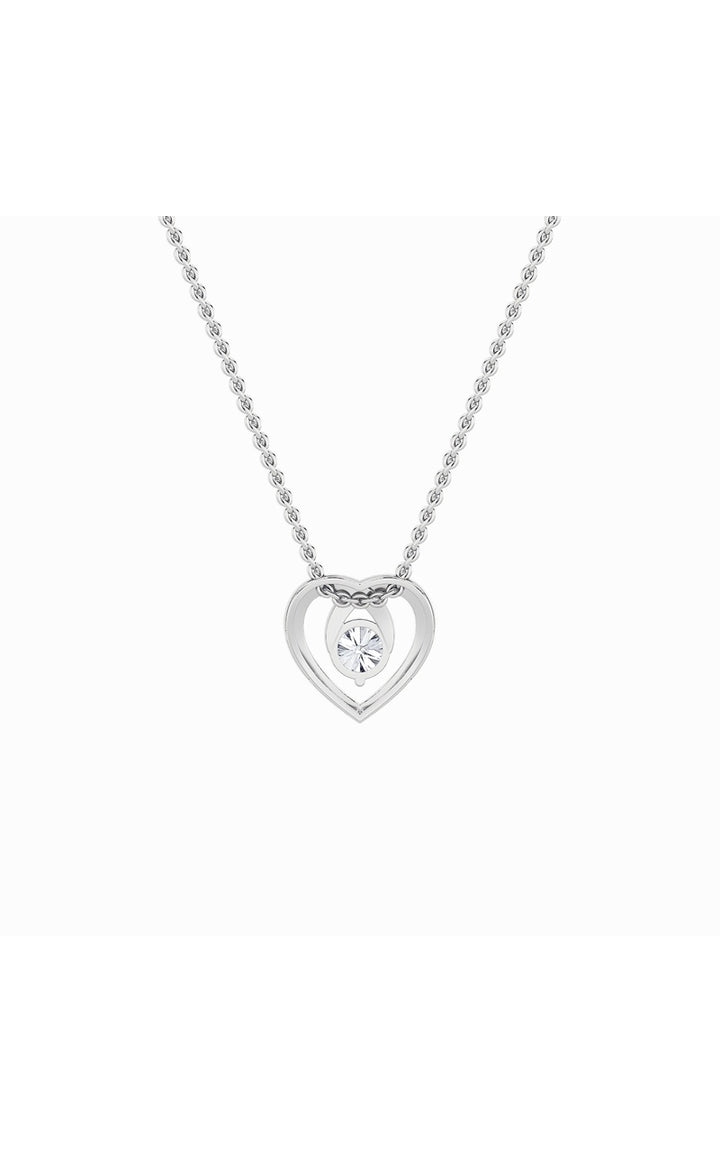 1Cttw Round Shaped Lab Grown Diamond (F/VS) Heart Shaped Pendant in 14K Gold