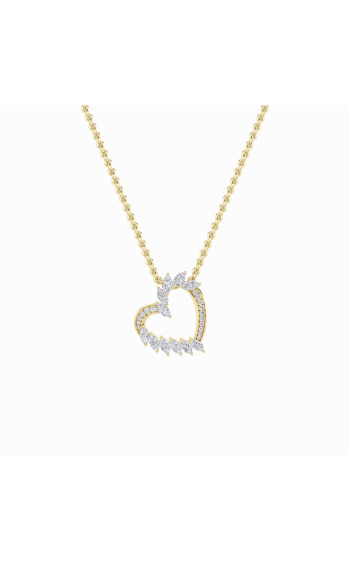 2.5Cttw Marquise Shaped Lab Grown Diamond (F/VS) Heart Shaped Pendant in 14K Gold