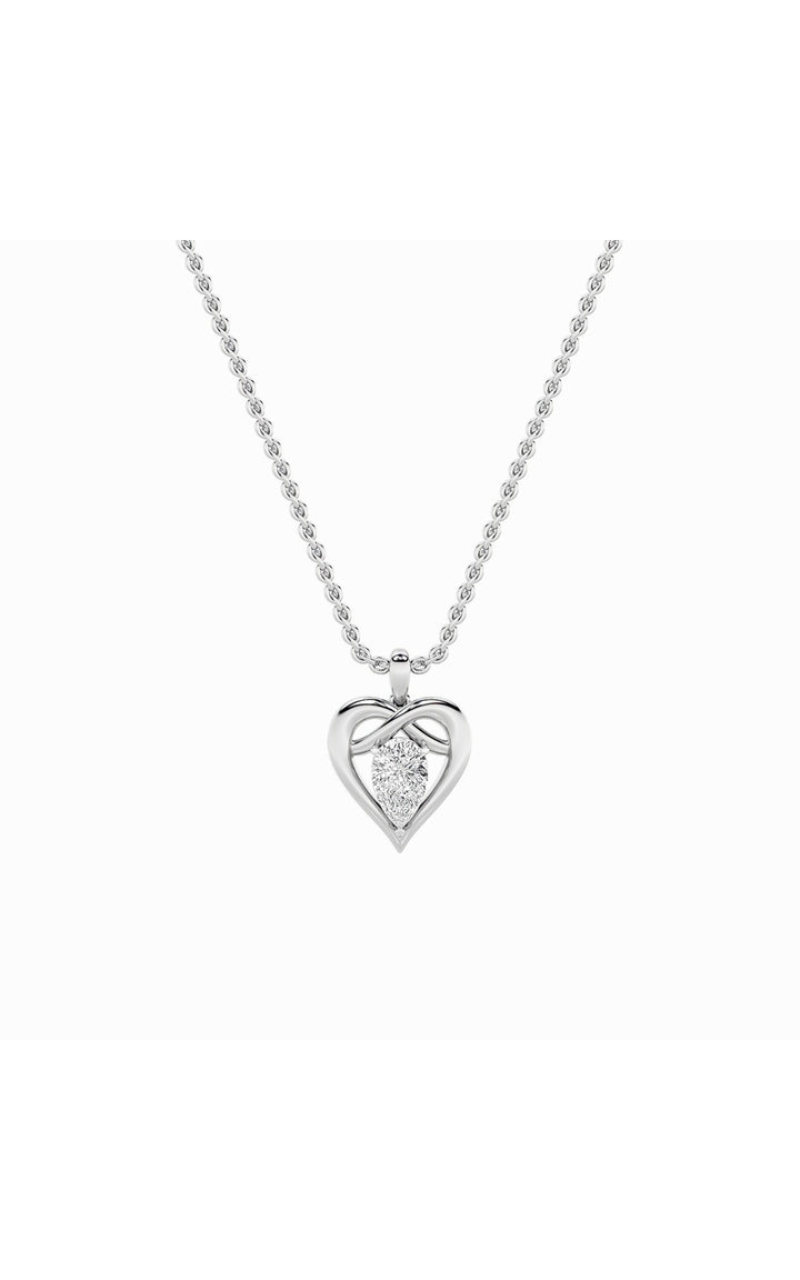 2Cttw Pear Shaped Lab Grown Diamond (F/VS) Heart Shaped Pendant in 14K Gold
