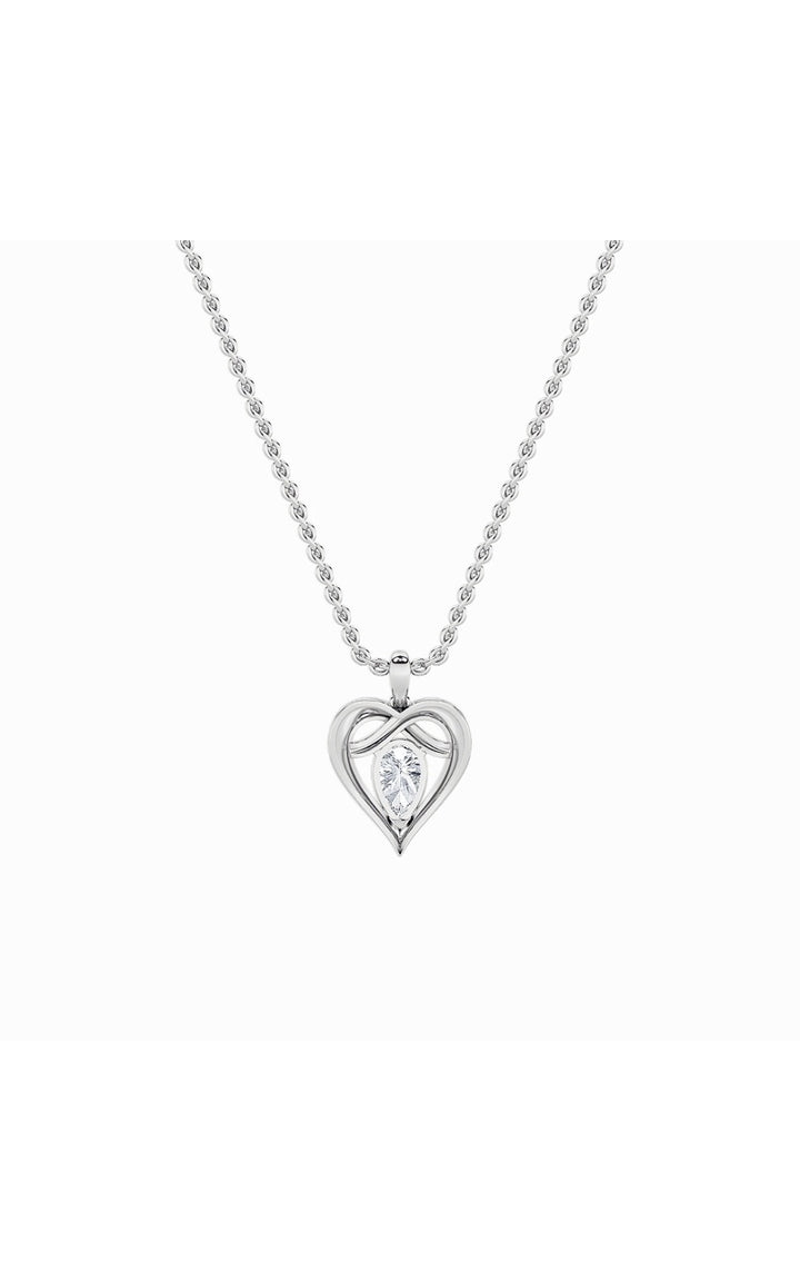 2Cttw Pear Shaped Lab Grown Diamond (F/VS) Heart Shaped Pendant in 14K Gold