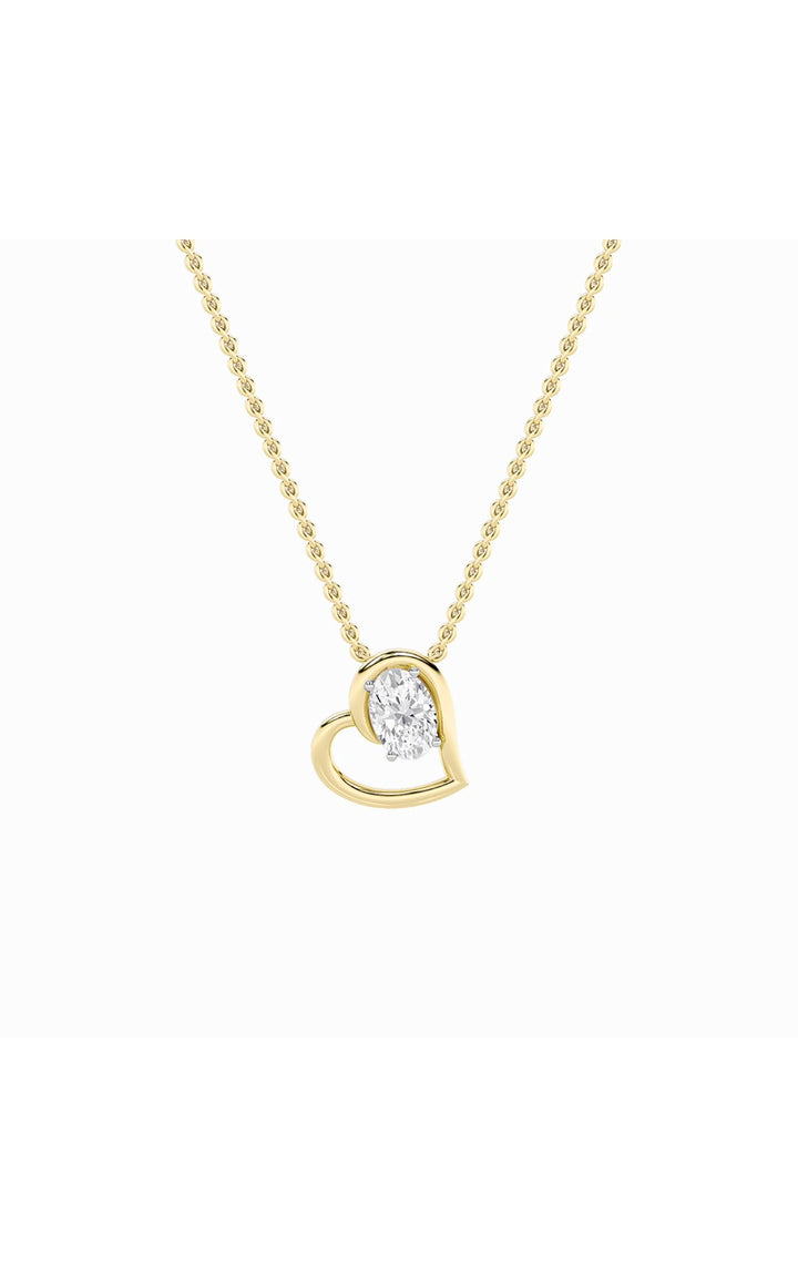 2Cttw Oval Shaped Lab Grown Diamond (F/VS) Heart Shaped Pendant in 14K Gold