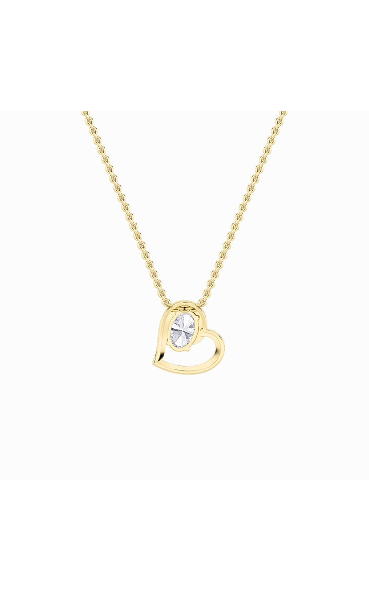2Cttw Oval Shaped Lab Grown Diamond (F/VS) Heart Shaped Pendant in 14K Gold