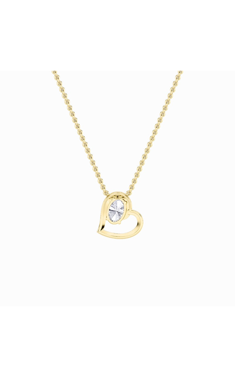 2Cttw Oval Shaped Lab Grown Diamond (F/VS) Heart Shaped Pendant in 14K Gold