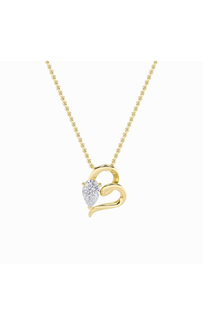 2Cttw Pear Shaped Lab Grown Diamond (F/VS) Heart Shaped Pendant in 14K Gold