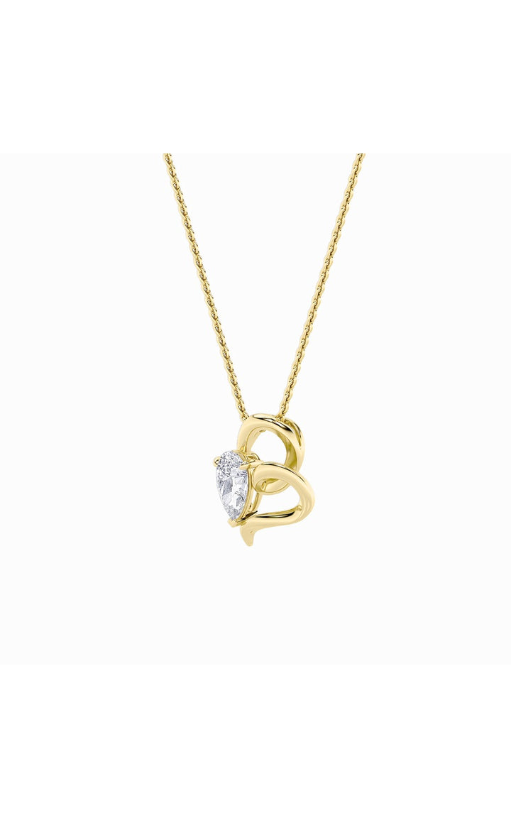 2Cttw Pear Shaped Lab Grown Diamond (F/VS) Heart Shaped Pendant in 14K Gold