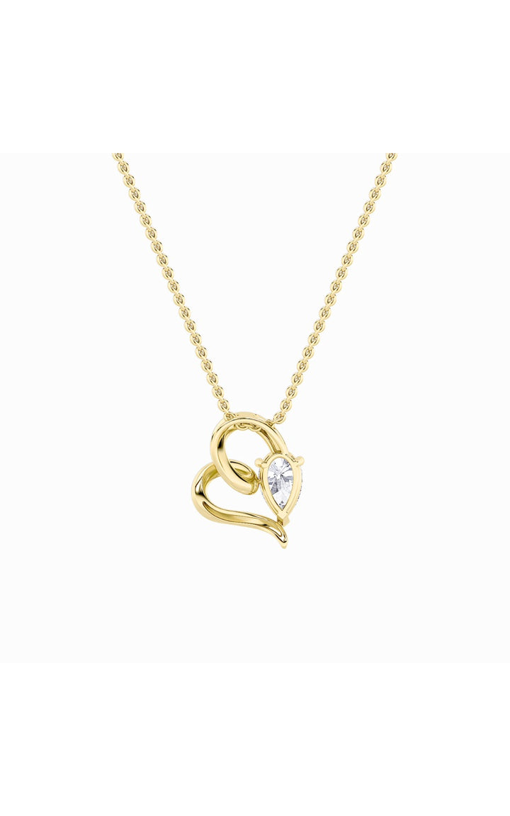2Cttw Pear Shaped Lab Grown Diamond (F/VS) Heart Shaped Pendant in 14K Gold