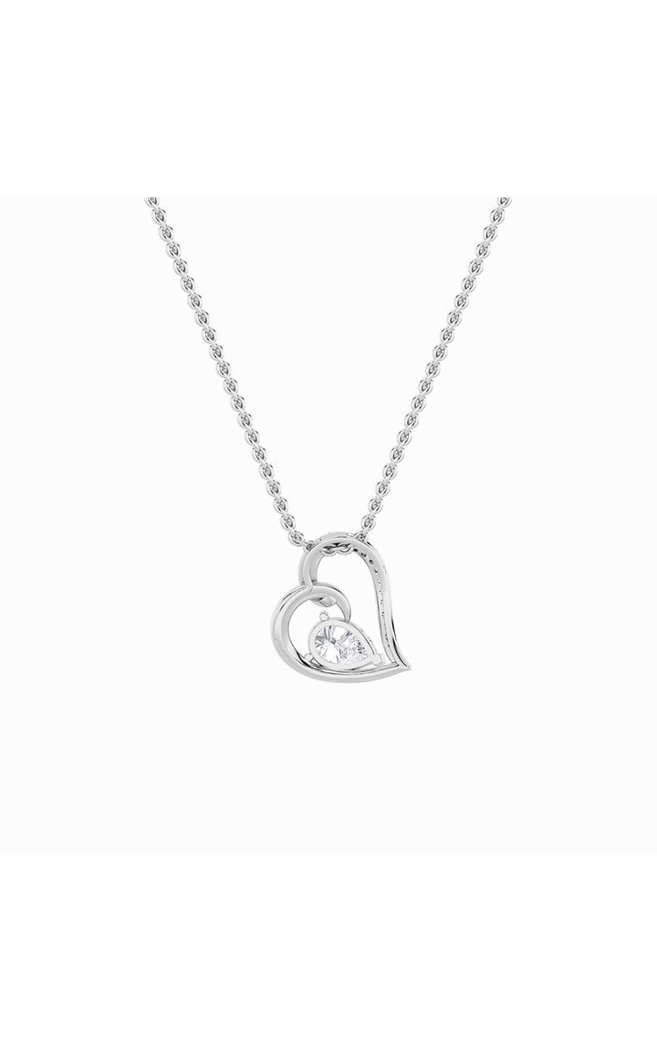 2Cttw Pear Shaped Lab Grown Diamond (F/VS) Heart Shaped Pendant in 14K Gold