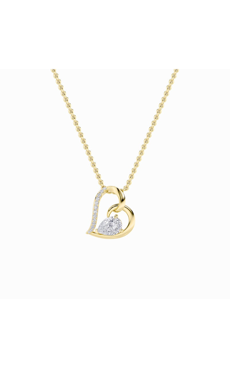 2Cttw Pear Shaped Lab Grown Diamond (F/VS) Heart Shaped Pendant in 14K Gold