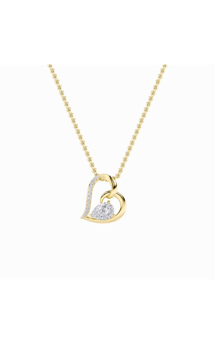 2Cttw Pear Shaped Lab Grown Diamond (F/VS) Heart Shaped Pendant in 14K Gold