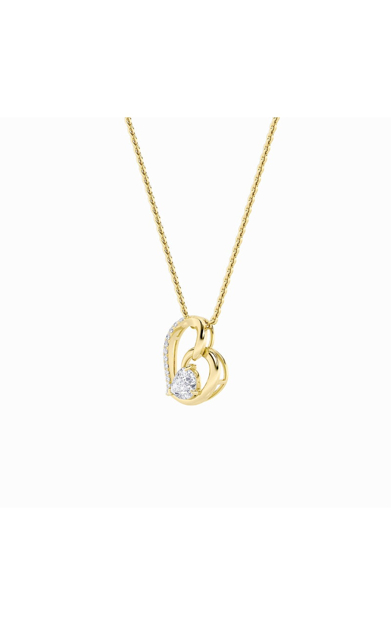 2Cttw Pear Shaped Lab Grown Diamond (F/VS) Heart Shaped Pendant in 14K Gold