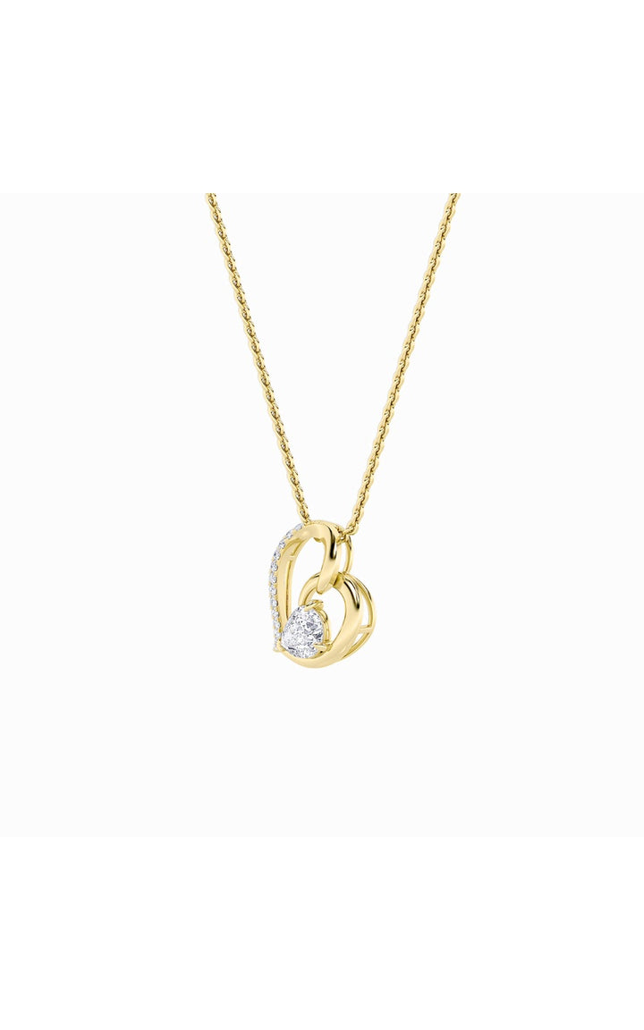 2Cttw Pear Shaped Lab Grown Diamond (F/VS) Heart Shaped Pendant in 14K Gold
