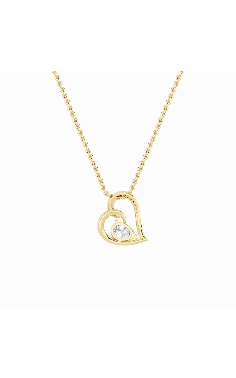 2Cttw Pear Shaped Lab Grown Diamond (F/VS) Heart Shaped Pendant in 14K Gold