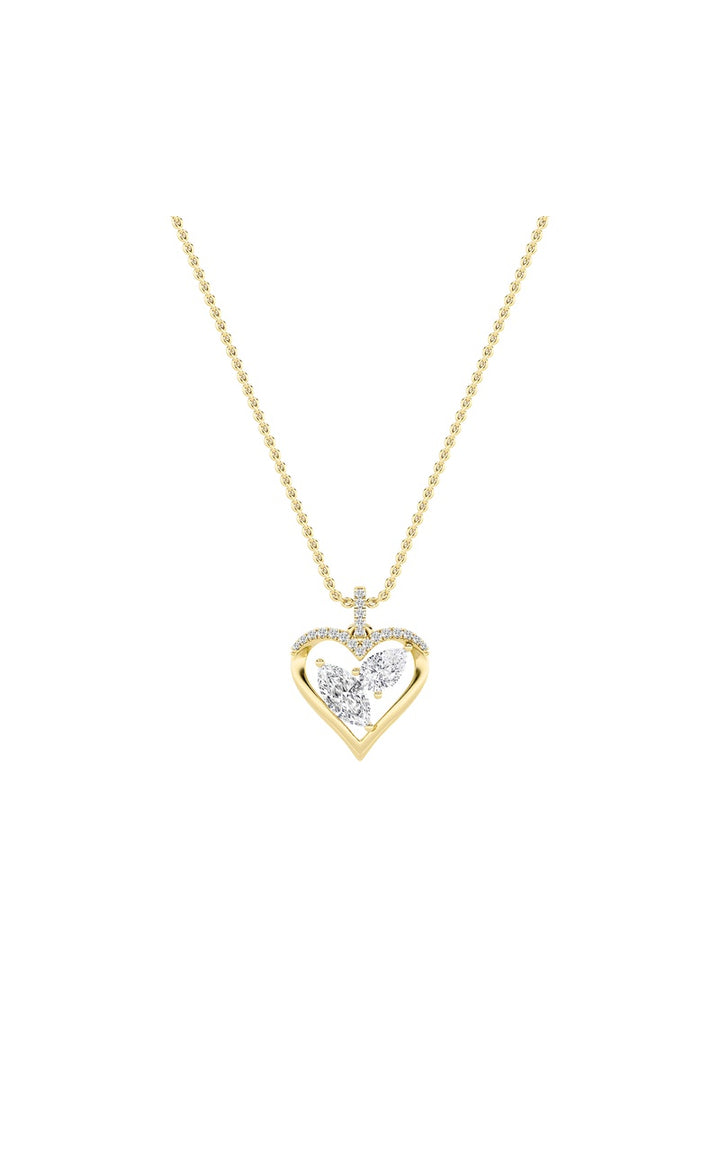 2.5Cttw Marquise Shaped Lab Grown Diamond (F/VS) Heart Shaped Pendant in 14K Gold
