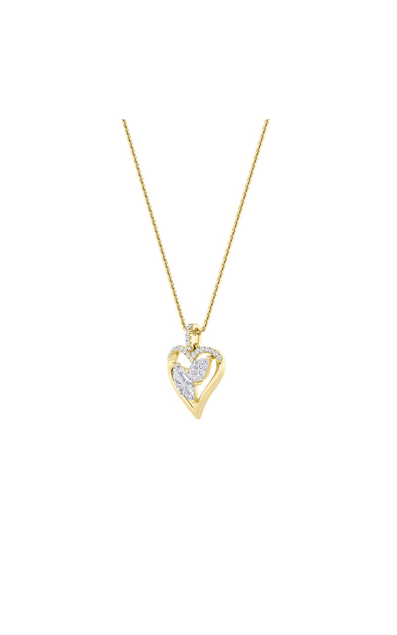 2.5Cttw Marquise Shaped Lab Grown Diamond (F/VS) Heart Shaped Pendant in 14K Gold