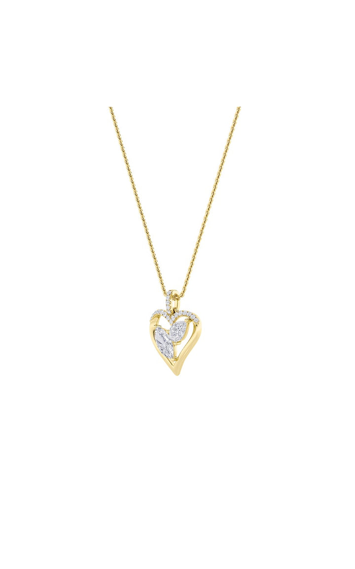 2.5Cttw Marquise Shaped Lab Grown Diamond (F/VS) Heart Shaped Pendant in 14K Gold