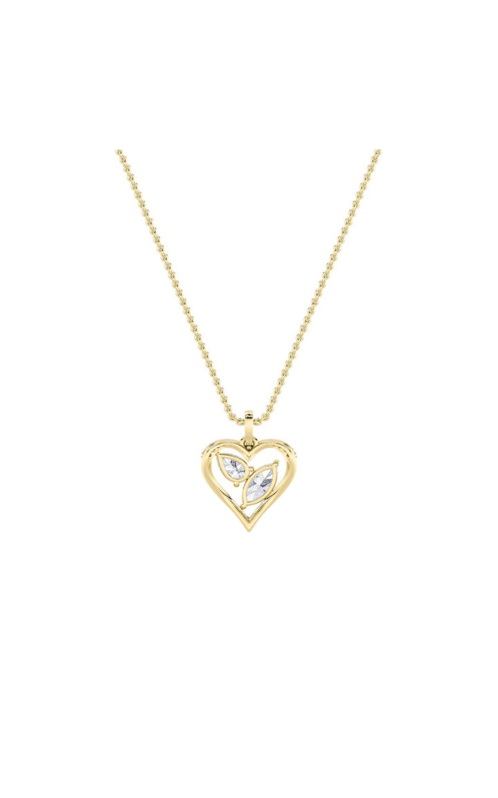 2.5Cttw Marquise Shaped Lab Grown Diamond (F/VS) Heart Shaped Pendant in 14K Gold