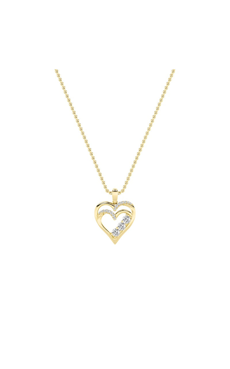 1Cttw Round Shaped Lab Grown Diamond (F/VS) HeartShaped Pendant in 14K Gold