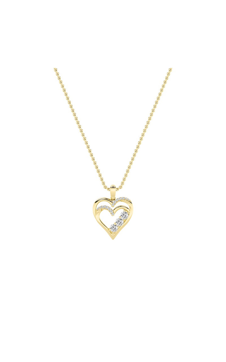 1Cttw Round Shaped Lab Grown Diamond (F/VS) HeartShaped Pendant in 14K Gold