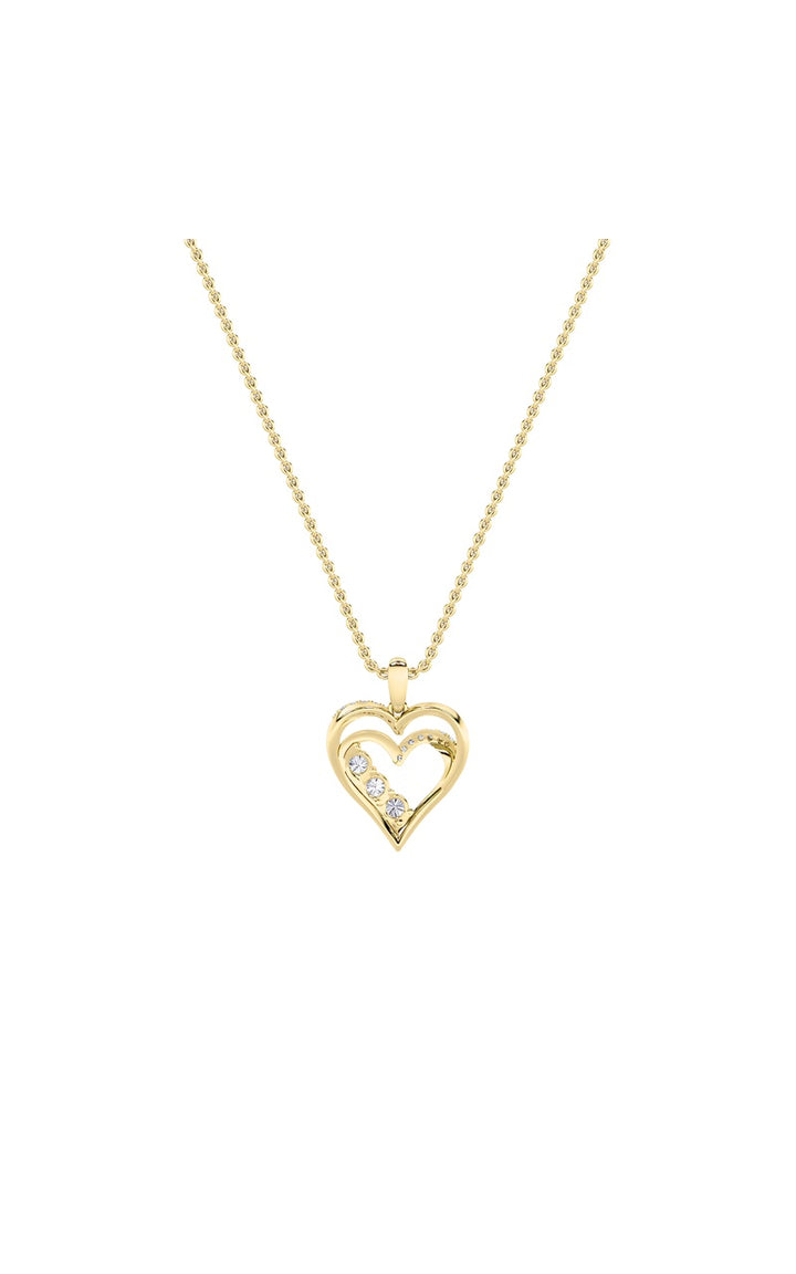 1Cttw Round Shaped Lab Grown Diamond (F/VS) Heart Shaped Pendant in 14K Gold