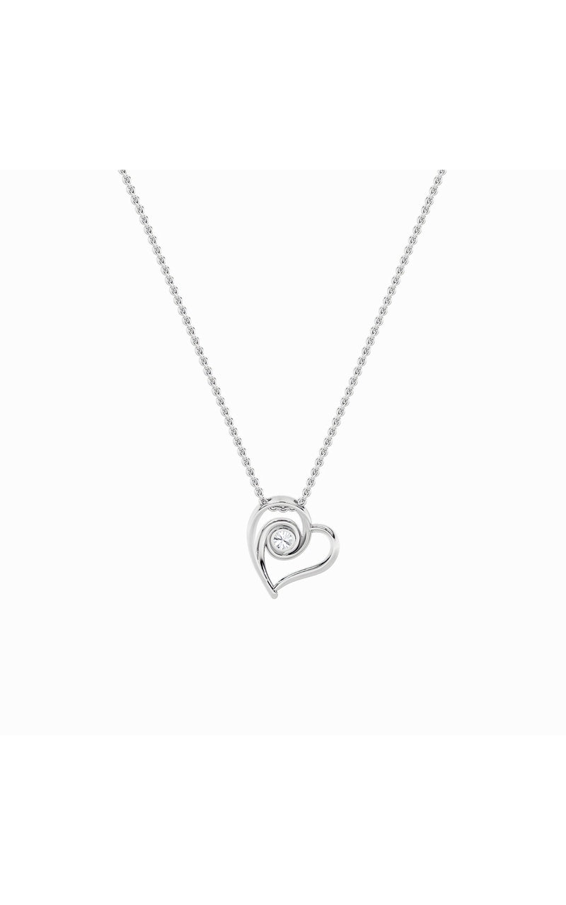 1Cttw Round Shaped Lab Grown Diamond (F/VS) Heart Shaped Pendant in 14K Gold