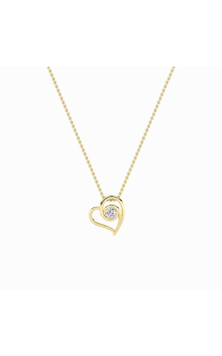 1Cttw Round Shaped Lab Grown Diamond (F/VS) Heart Shaped Pendant in 14K Gold