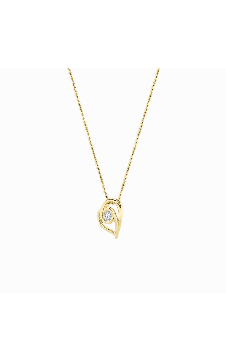 1Cttw Round Shaped Lab Grown Diamond (F/VS) HeartShaped Pendant in 14K Gold