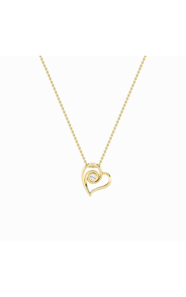 1Cttw Round Shaped Lab Grown Diamond (F/VS) HeartShaped Pendant in 14K Gold