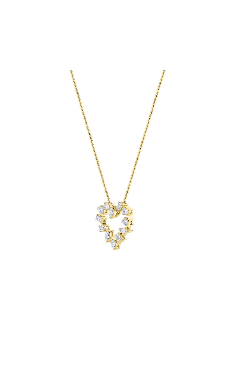 2.5Cttw Emerald Shaped Lab Grown Diamond (F/VS) Heart Shaped Pendant in 14K Gold
