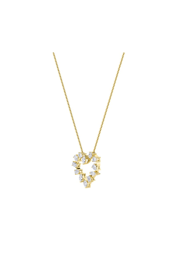 2.5Cttw Emerald Shaped Lab Grown Diamond (F/VS) Heart Shaped Pendant in 14K Gold