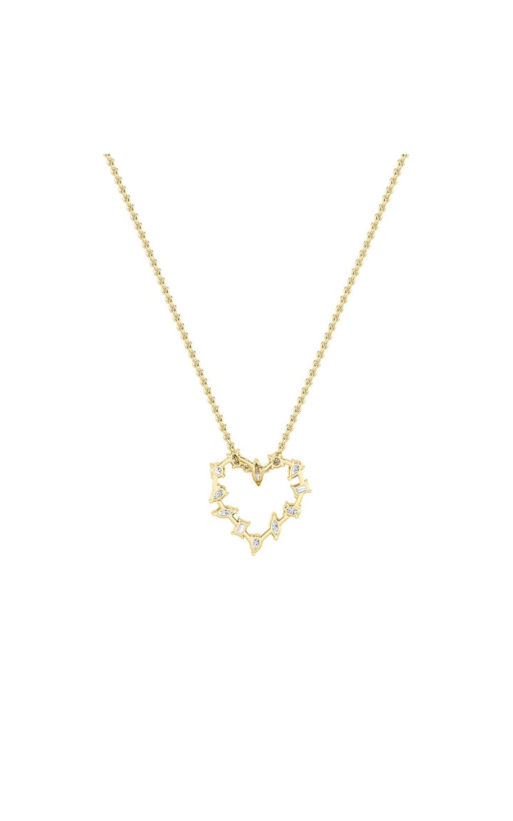 2.5Cttw Emerald Shaped Lab Grown Diamond (F/VS) Heart Shaped Pendant in 14K Gold